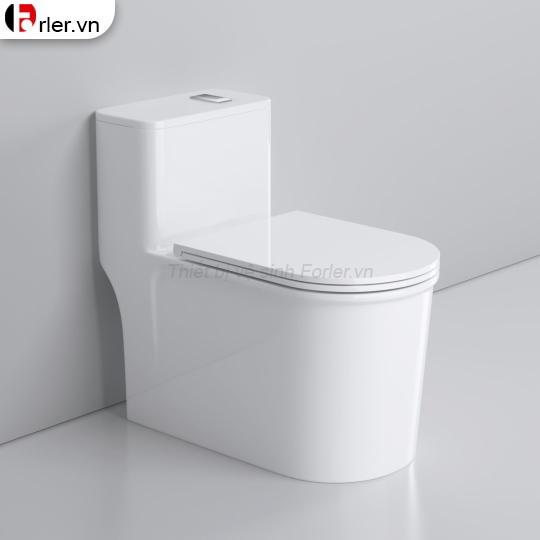 Bồn Cầu Một Khối Trắng Sứ Nút Lệch Cao Cấp FL-BCMK58 Forler