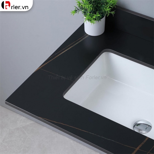 Mặt Đá Lavabo Âm Bàn Đen Nhám Vân Đá Forler
