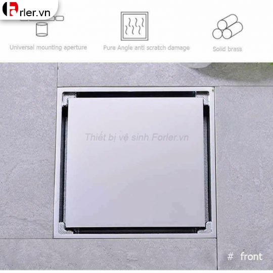 Phễu Sàn Vuông 10x10 Inox 304 Mờ FORLER